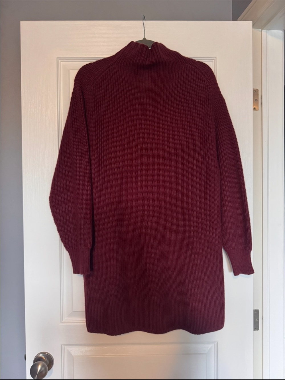 Aritzia Wine Red Rib Knit Long Sleeve Dress